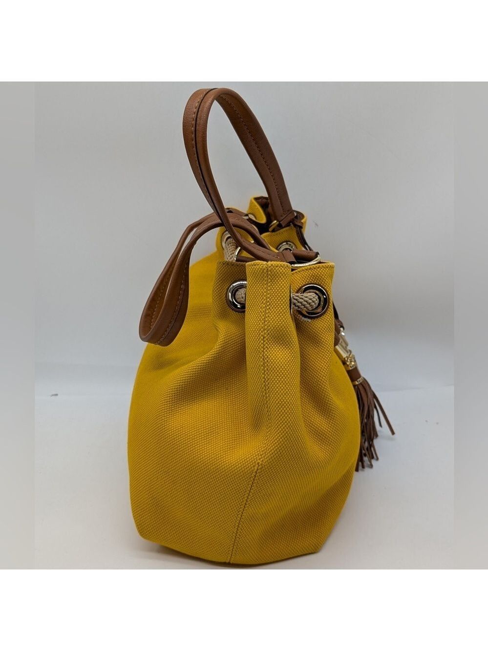 Michael Kors Yellow Marina Large Canvas Drawstring Tote - Picture 6 of 16